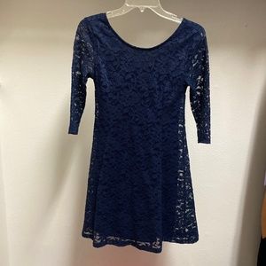 Lace overlay skater skirt dress